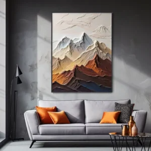 original mountainous palette knife art mural abstract landscape textured oil painting countryside fi